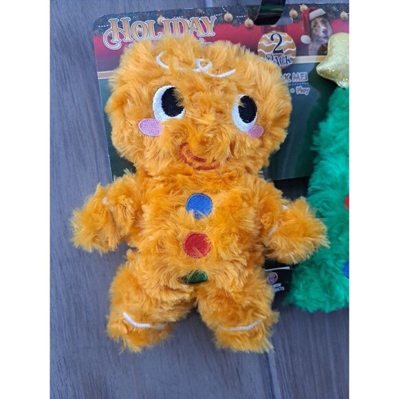 Plush Squeaky Dog Toys Bow Wow Holidays Pet Gingerbread Christmas Tree NEW - Picture 5 of 8